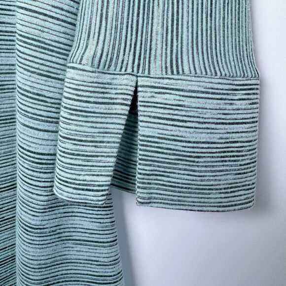 Michael Tyler Womens Small Green Striped Button Front Blouse Asymmetrical Hem - Picture 10 of 14